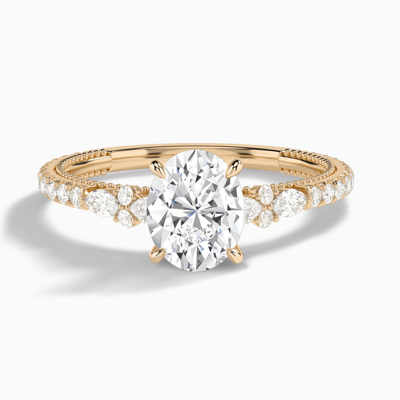 Oval Celestia Lab Grown Diamond Engagement Ring In 14K Rose Gold - Lucenjuri