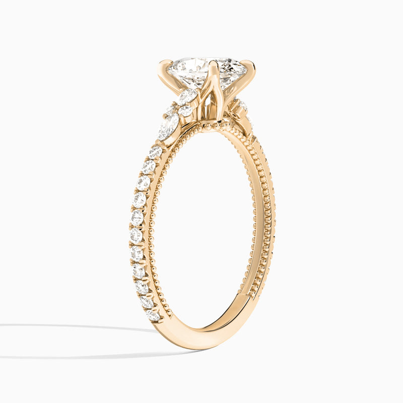 Oval Celestia Lab Grown Diamond Engagement Ring In 14K Rose Gold, Angle View