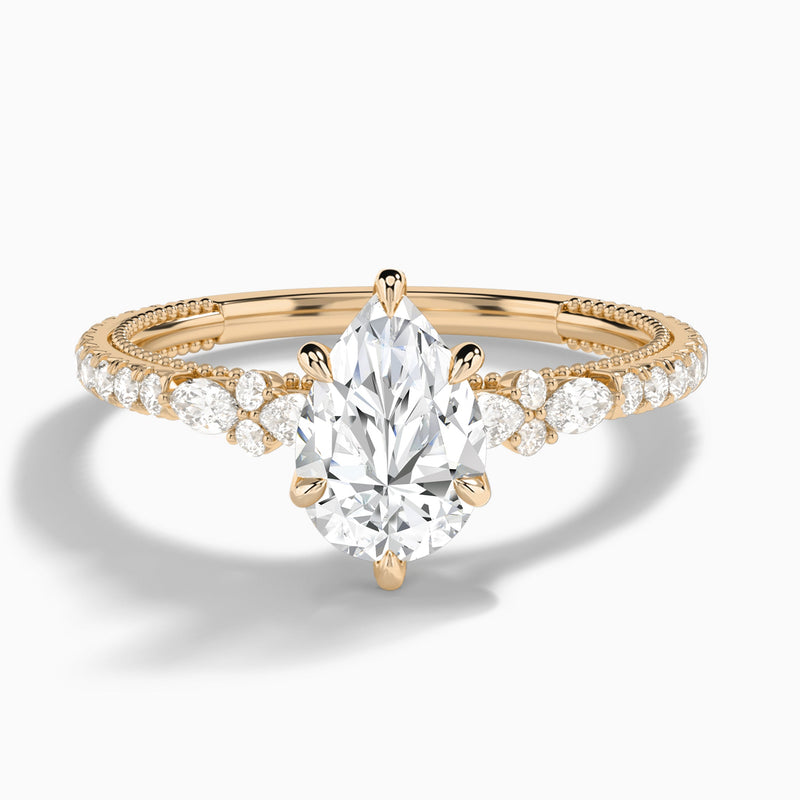 Pear Celestia Lab Grown Diamond Engagement Ring In 14K Rose Gold - Lucenjuri