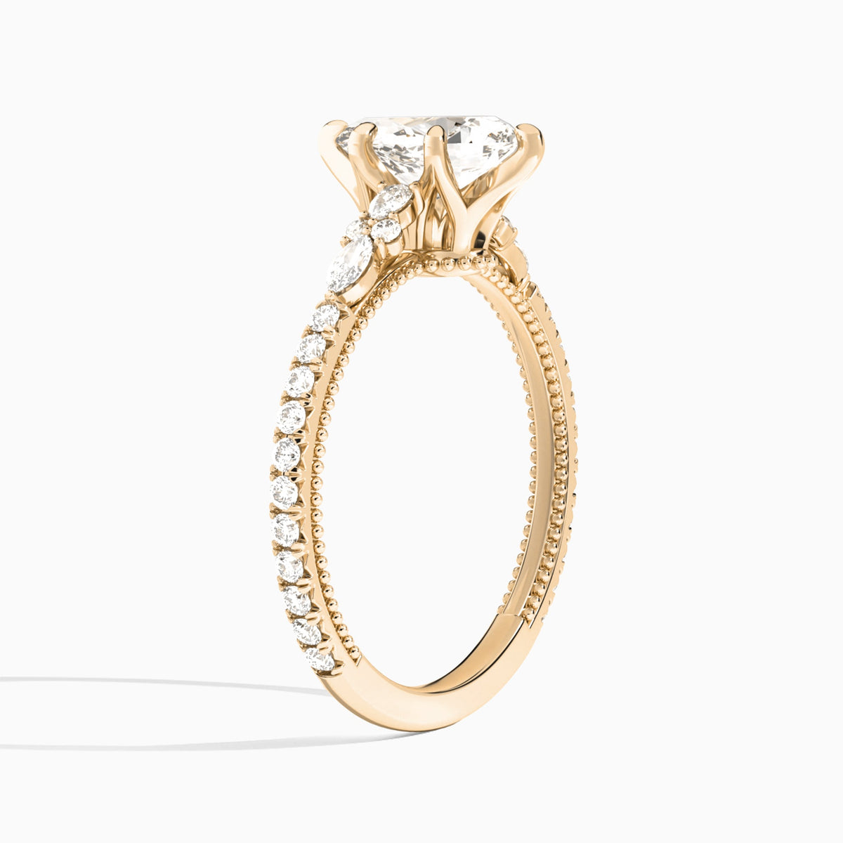 Pear Celestia Lab Grown Diamond Engagement Ring In 14K Rose Gold, Angle View