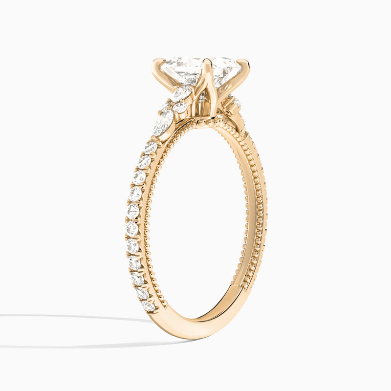 Princess Celestia Lab Grown Diamond Engagement Ring In 14K Rose Gold, Angle View