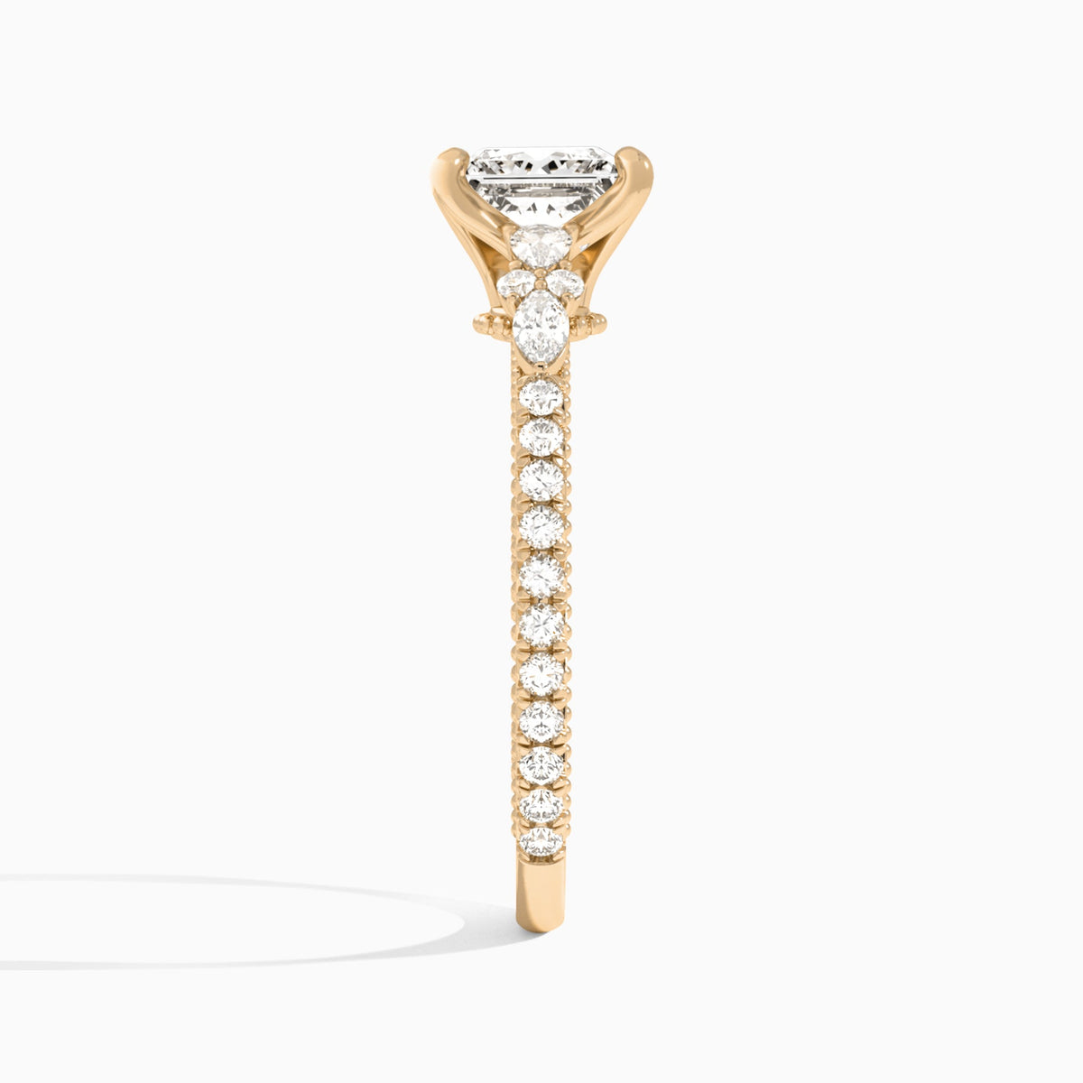 Princess Celestia Lab Grown Diamond Engagement Ring In 14K Rose Gold, Side View