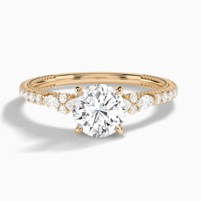 Round Celestia Lab Grown Diamond Engagement Ring In 14K Rose Gold - Lucenjuri