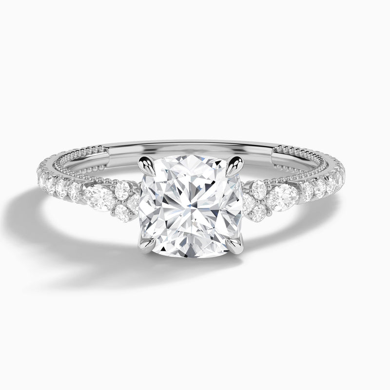 Cushion Celestia Lab Grown Diamond Engagement Ring In 18K White Gold - Lucenjuri