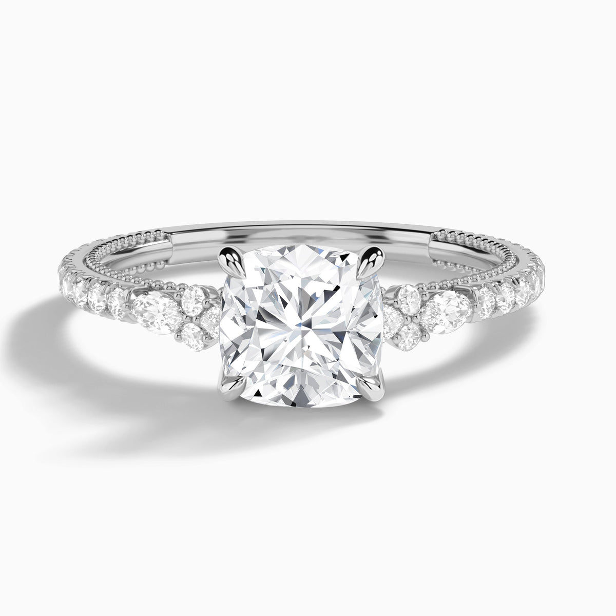 Cushion Celestia Lab Grown Diamond Engagement Ring In 18K White Gold - Lucenjuri