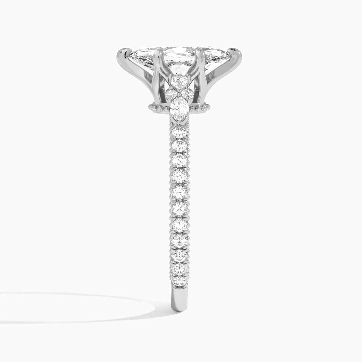 Marquise Celestia Lab Grown Diamond Engagement Ring In 14K White Gold, Side View