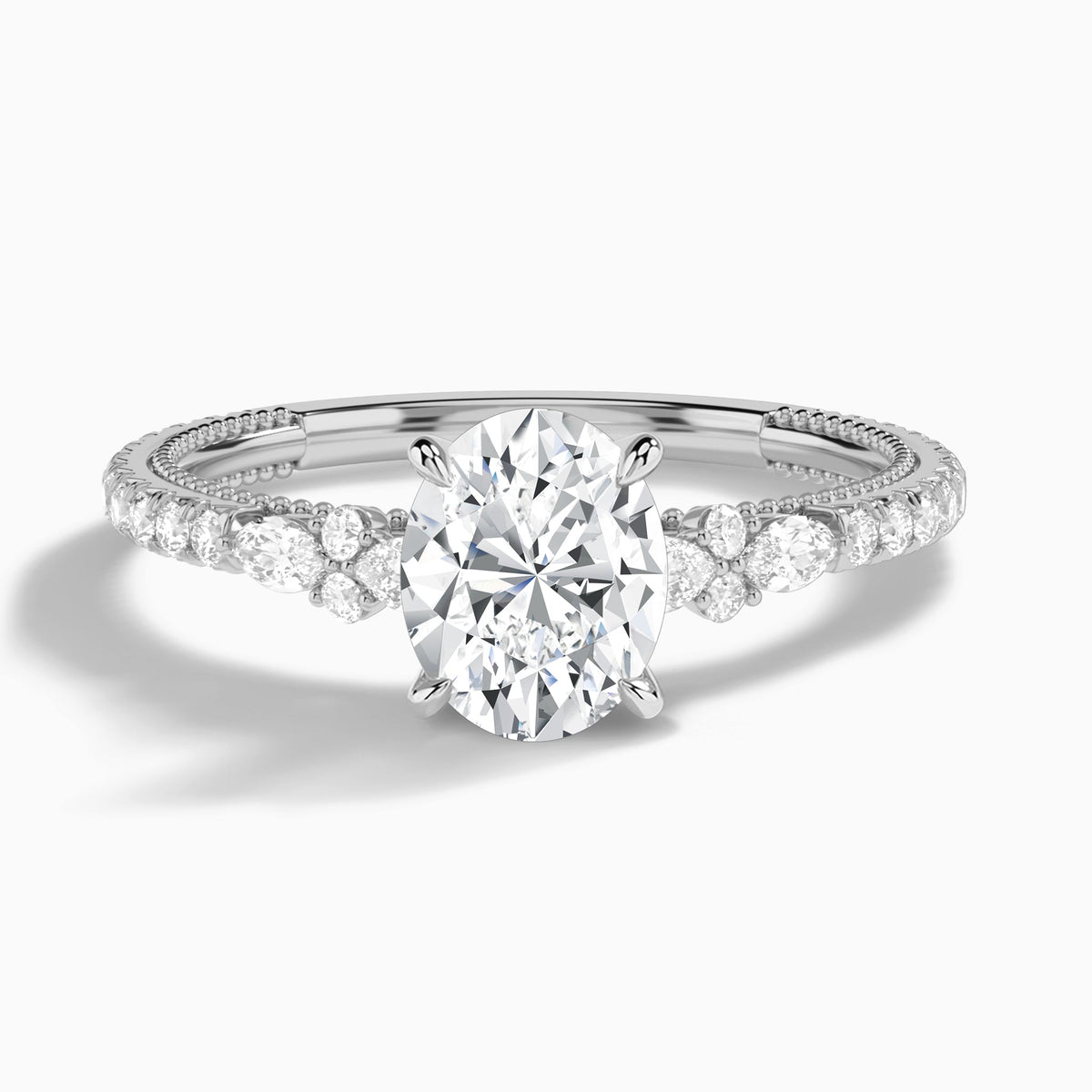 Oval Celestia Lab Grown Diamond Engagement Ring In 18K White Gold - Lucenjuri