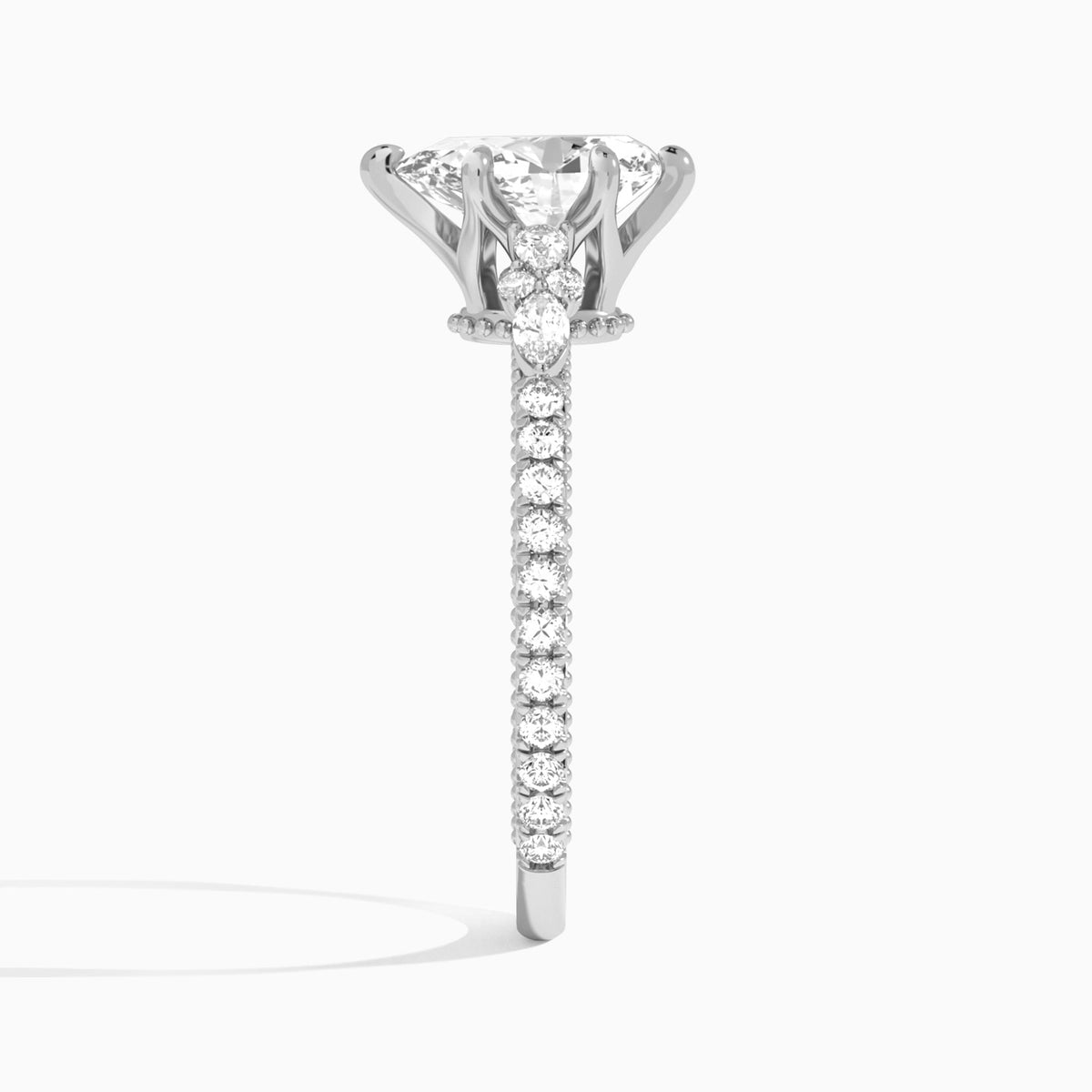 Pear Celestia Lab Grown Diamond Engagement Ring In 18K White Gold, Side View
