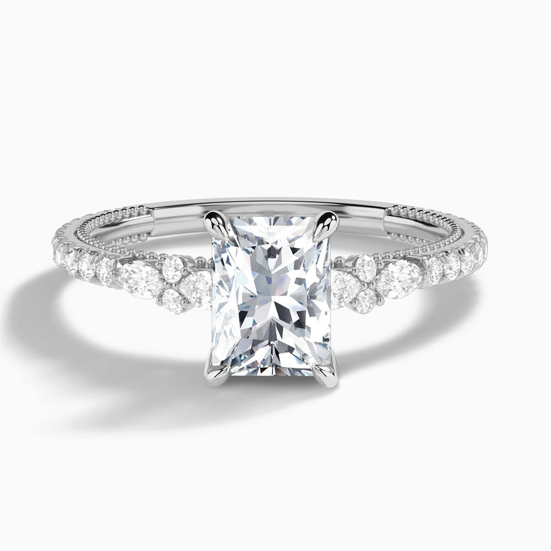 Radiant Celestia Lab Grown Diamond Engagement Ring In 18K White Gold - Lucenjuri
