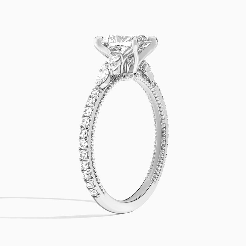 Radiant Celestia Lab Grown Diamond Engagement Ring In 14K White Gold, Angle View