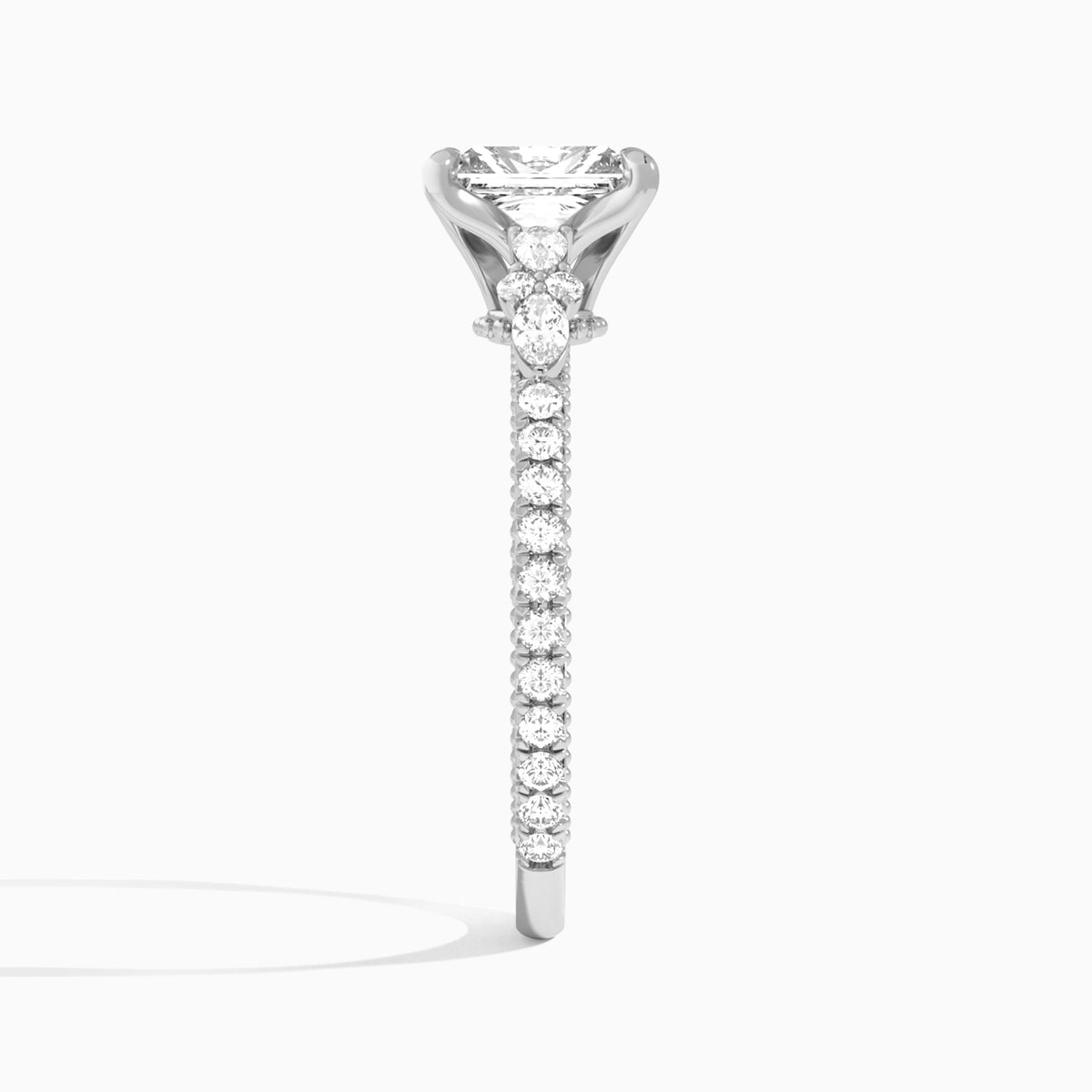 Radiant Celestia Lab Grown Diamond Engagement Ring In 14K White Gold, Side View