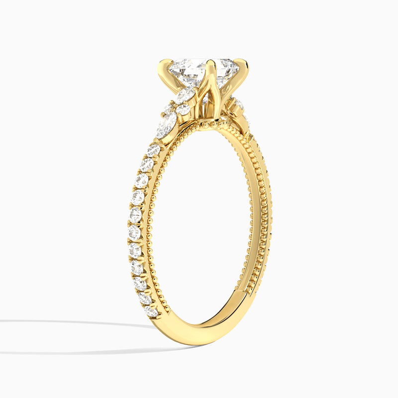 Asscher Celestia Lab Grown Diamond Engagement Ring In 14K Yellow Gold, Angle View