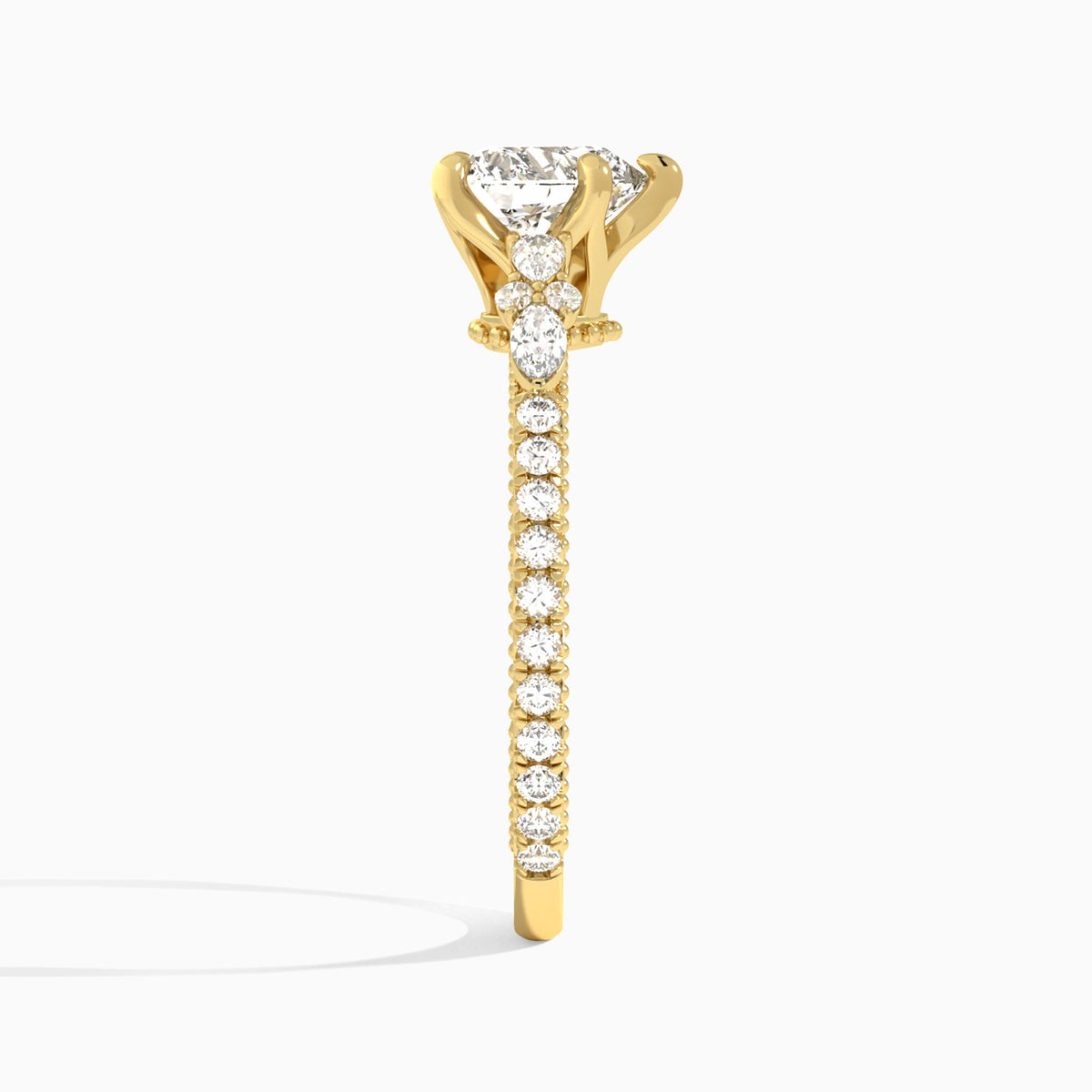 Heart Celestia Lab Grown Diamond Engagement Ring In 18K Yellow Gold, Side View