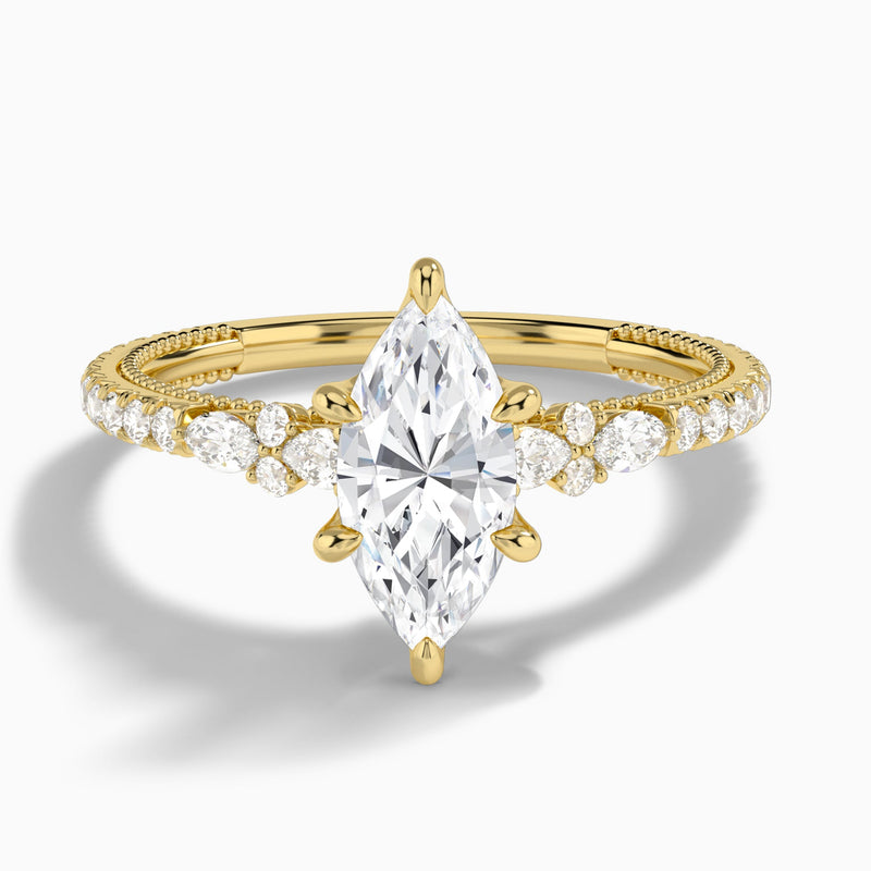 Marquise Celestia Lab Grown Diamond Engagement Ring In 14K Yellow Gold - Lucenjuri