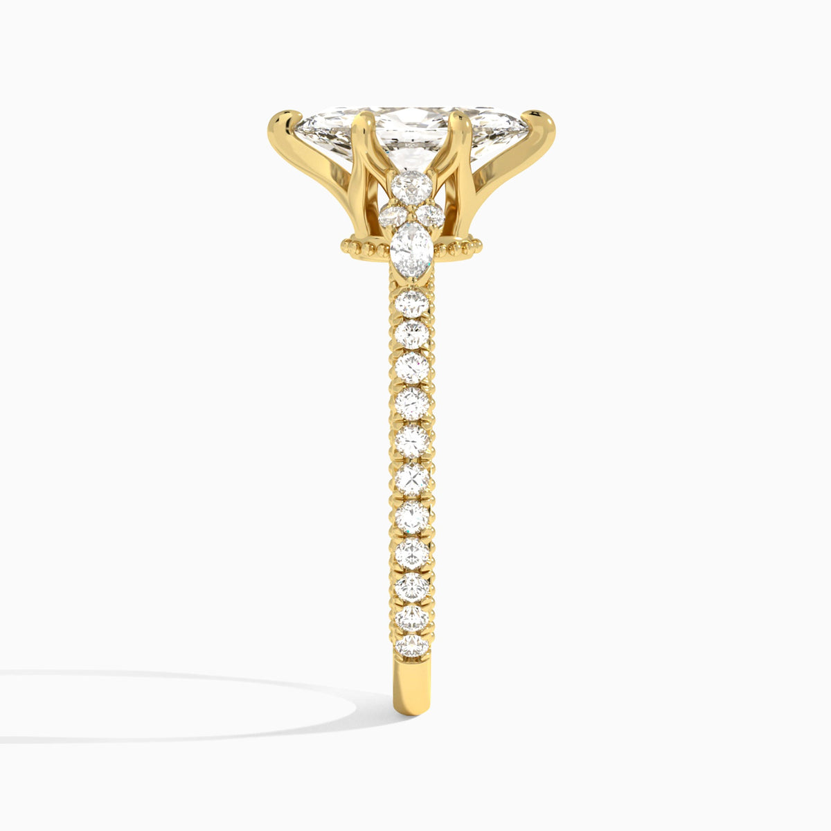Marquise Celestia Lab Grown Diamond Engagement Ring In 14K Yellow Gold, Side View