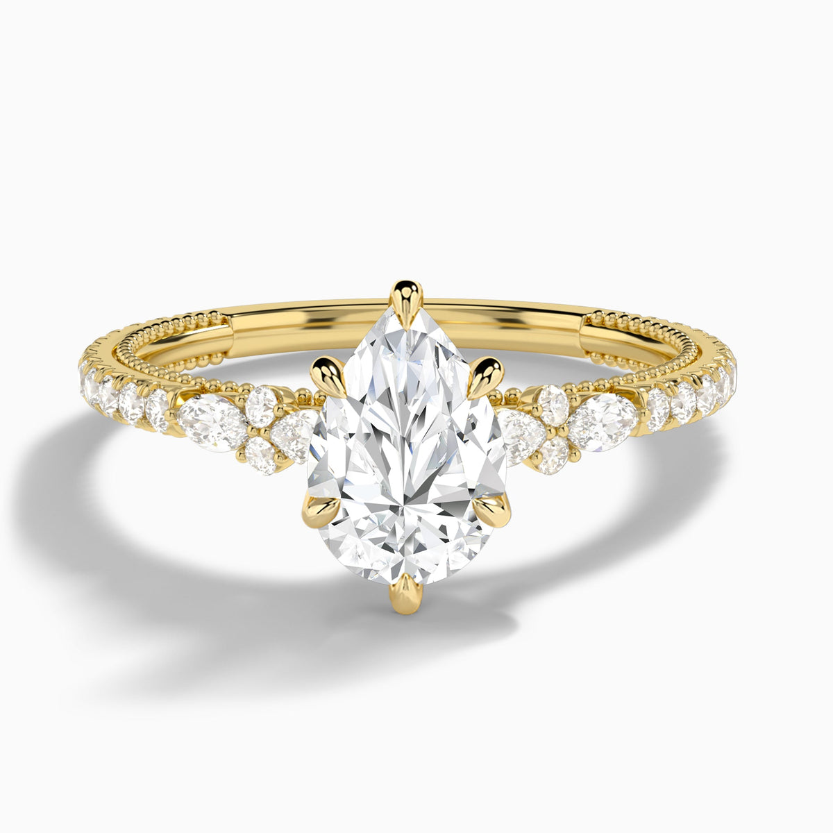 Pear Celestia Lab Grown Diamond Engagement Ring In 14K Yellow Gold - Lucenjuri