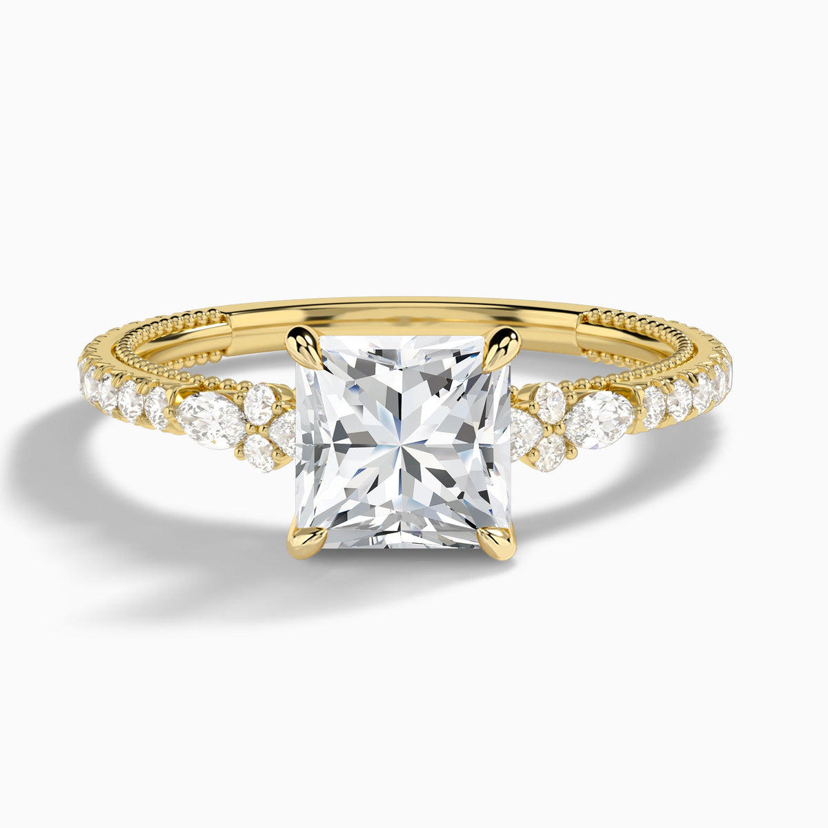 Princess Celestia Lab Grown Diamond Engagement Ring In 14K Yellow Gold - Lucenjuri