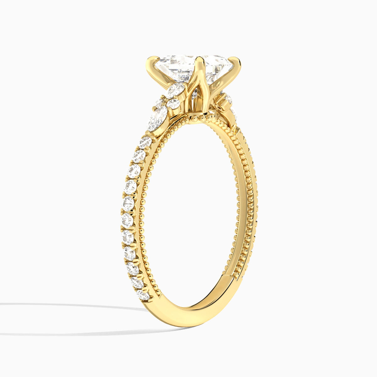 Princess Celestia Lab Grown Diamond Engagement Ring In 14K Yellow Gold, Angle View
