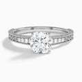 Cushion Luxe Engraved Lab Diamond Engagement Ring In 18K White Gold - Lucenjuri