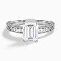 Emerald Luxe Engraved Lab Diamond Engagement Ring In 18K White Gold - Lucenjuri