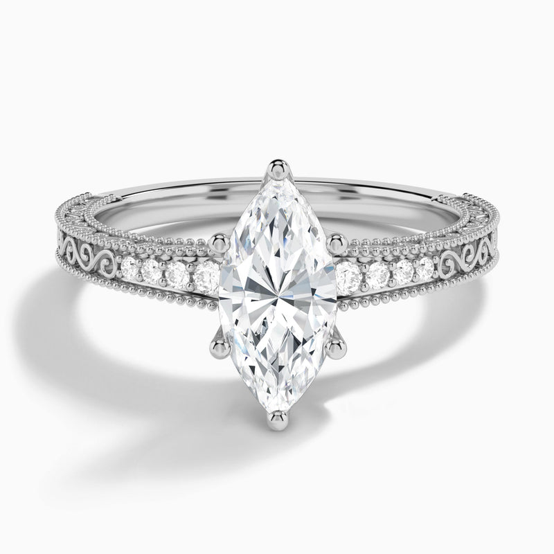 Luxe Francis Engraved Diamond Engagement Ring