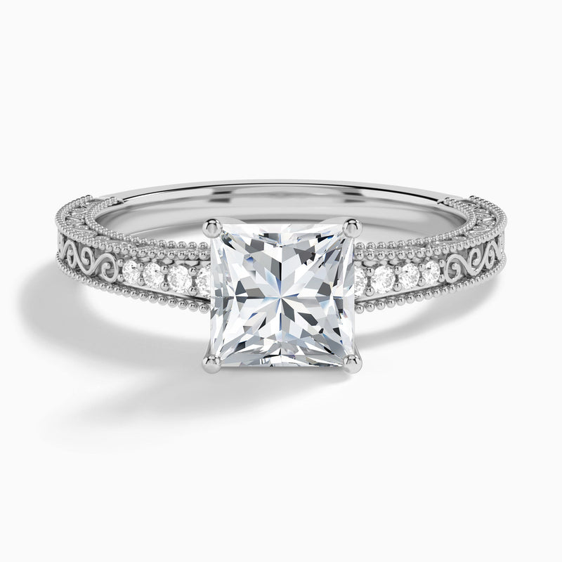 Luxe Francis Engraved Diamond Engagement Ring