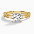 Princess Luxe Engraved Lab Diamond Engagement Ring In 14K Yellow Gold - Lucenjuri