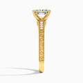 Princess Luxe Engraved Lab Diamond Engagement Ring In 14K Yellow Gold, Side View