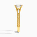 Radiant Luxe Engraved Lab Diamond Engagement Ring In 14K Yellow Gold, Side View