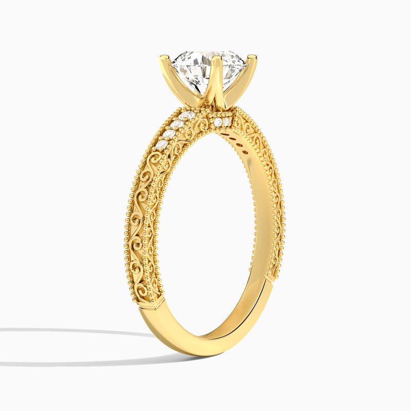 Luxe Francis Engraved Diamond Engagement Ring