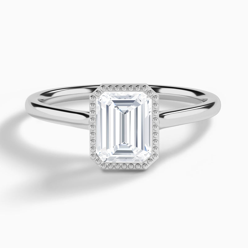 Emerald Eos Bezel Lab Diamond Engagement Ring In Platinum - Lucenjuri