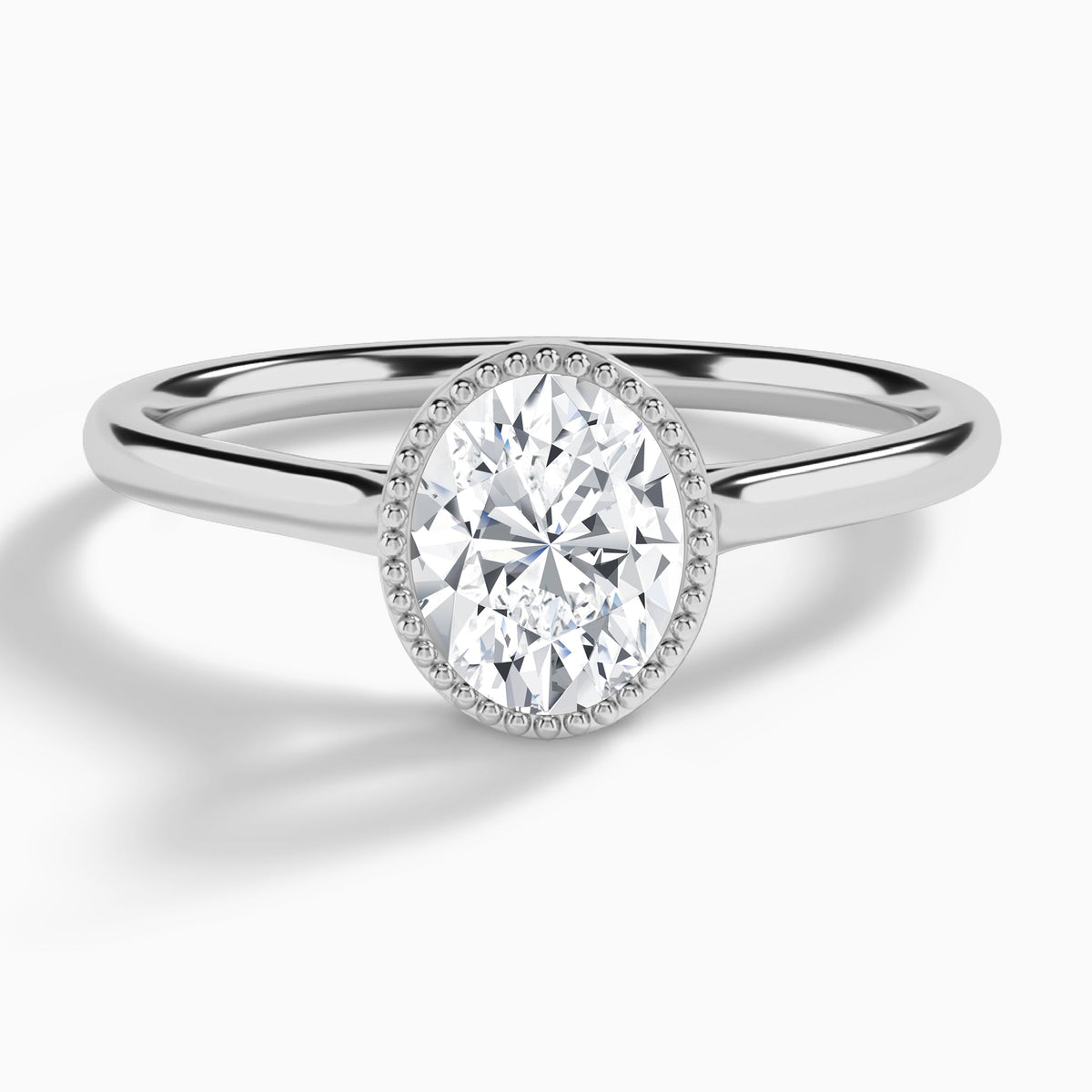 Oval Eos Bezel Lab Diamond Engagement Ring In Platinum - Lucenjuri