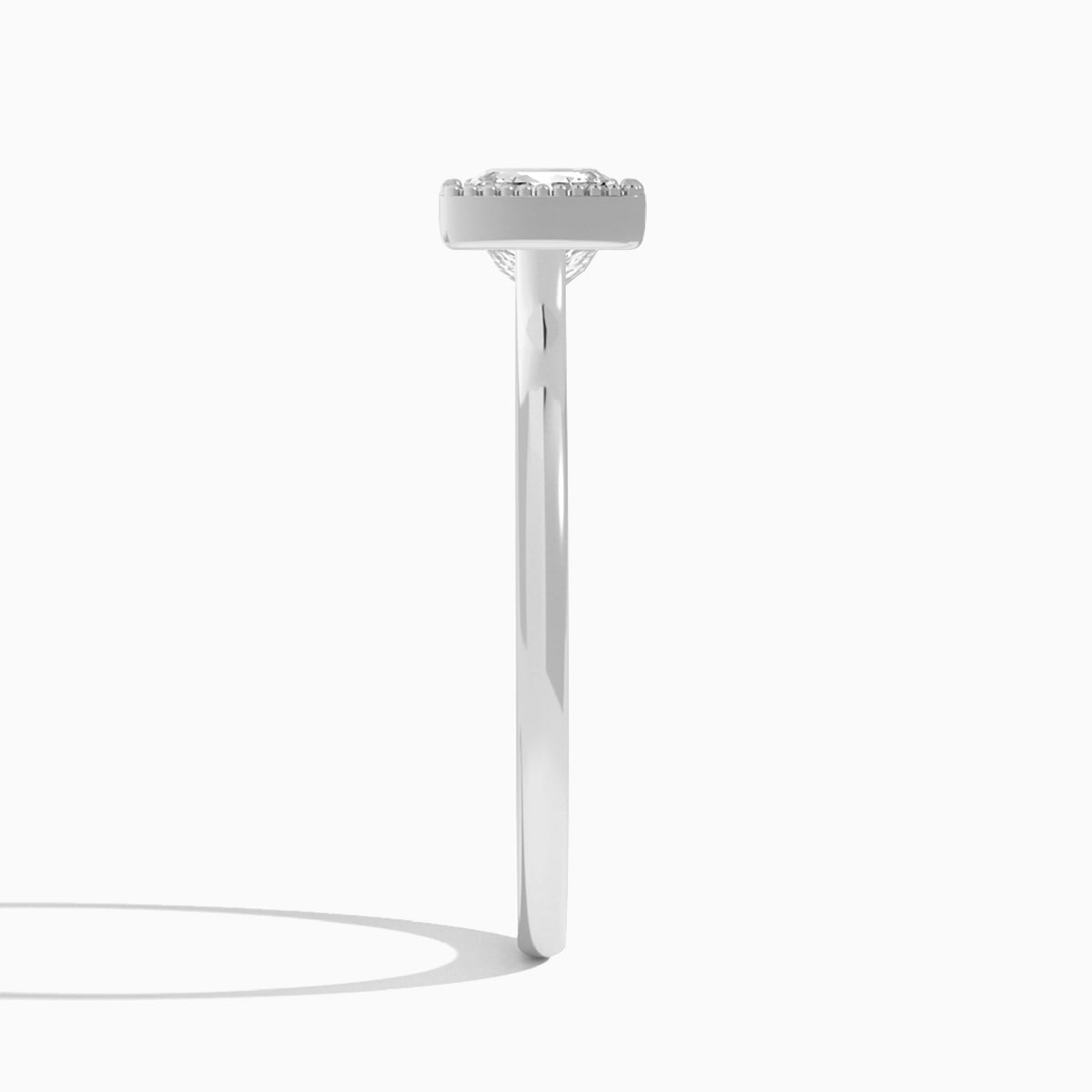 Princess Eos Bezel Lab Diamond Engagement Ring In Platinum, Side View