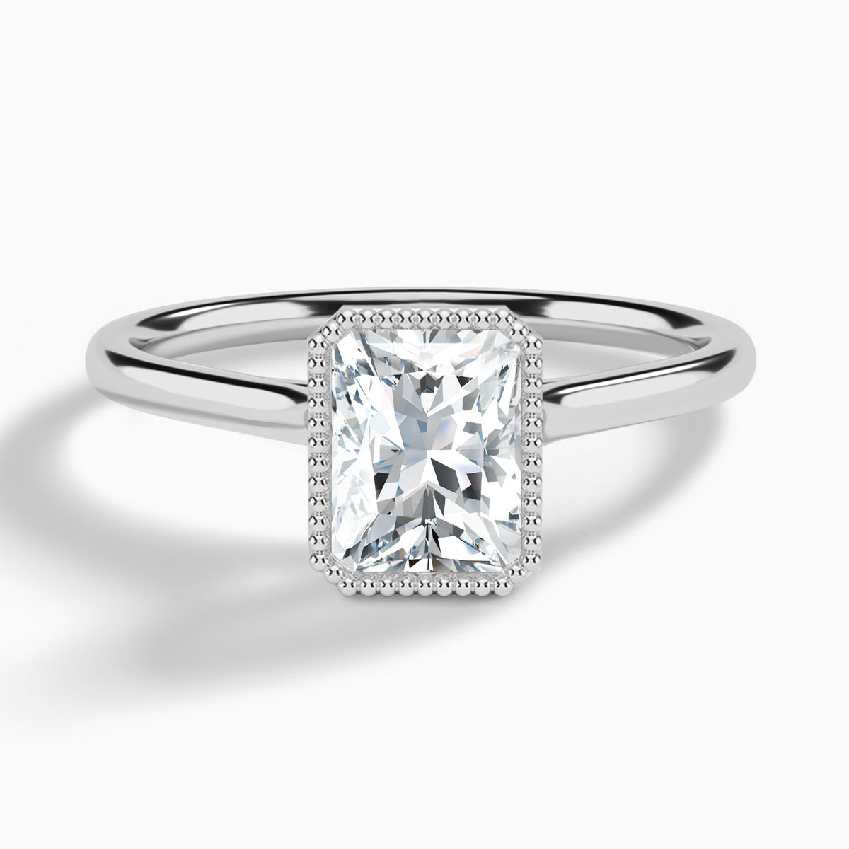 Radiant Eos Bezel Lab Diamond Engagement Ring In Platinum - Lucenjuri