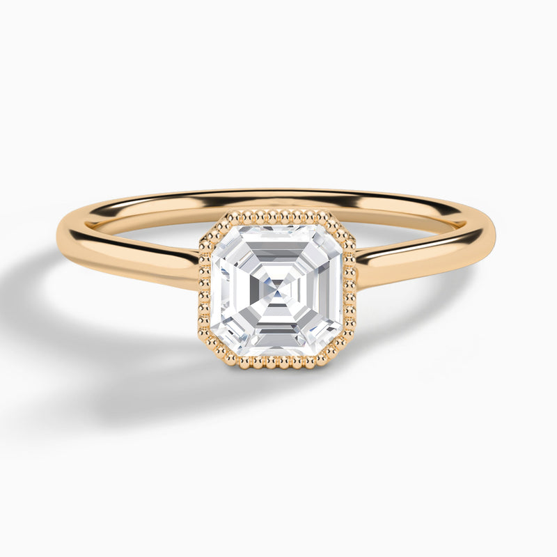 Asscher Eos Bezel Lab Diamond Engagement Ring In 14K Rose Gold - Lucenjuri