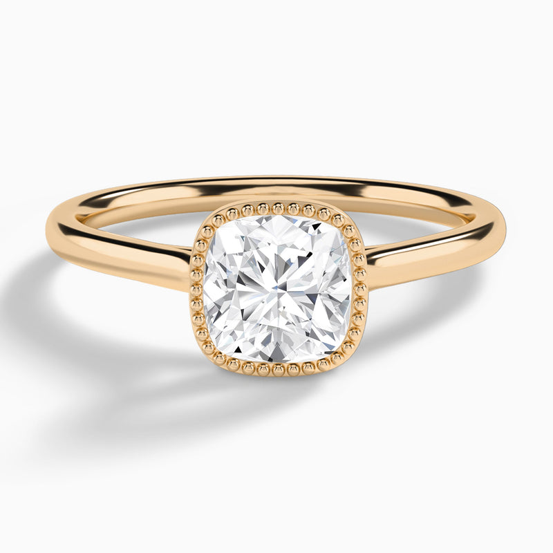 Cushion Eos Bezel Lab Diamond Engagement Ring In 14K Rose Gold - Lucenjuri