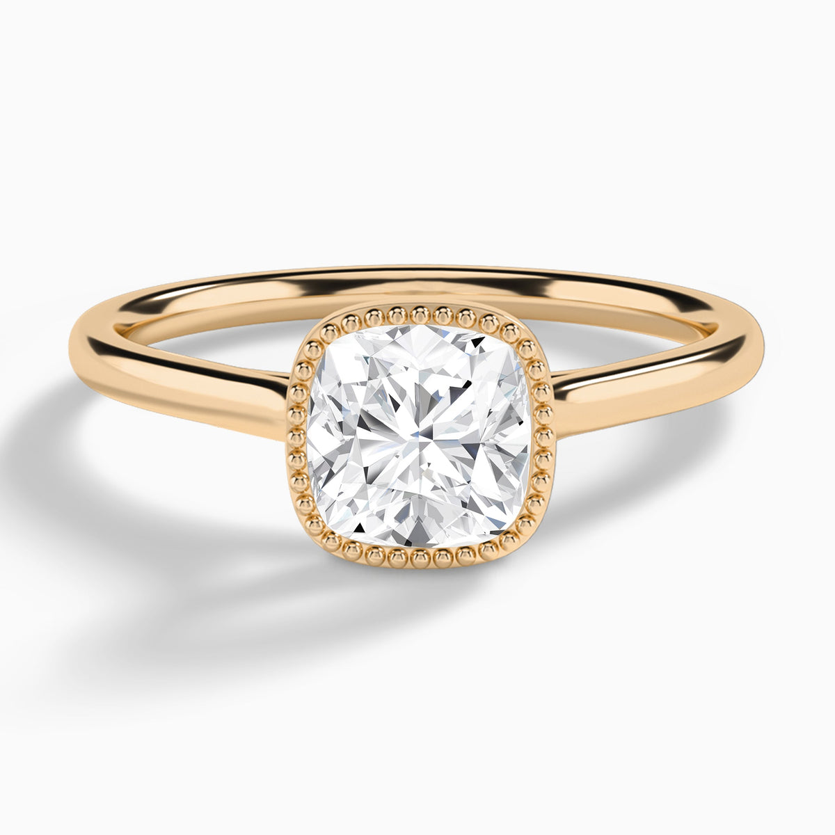 Cushion Eos Bezel Lab Diamond Engagement Ring In 14K Rose Gold - Lucenjuri