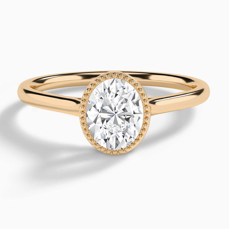 Oval Eos Bezel Lab Diamond Engagement Ring In 14K Rose Gold - Lucenjuri