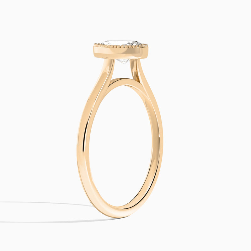 Pear Eos Bezel Lab Diamond Engagement Ring In 14K Rose Gold, Angle View