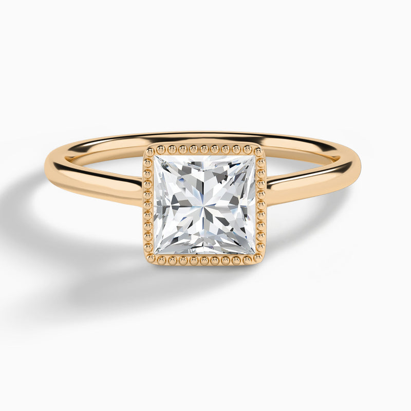 Princess Eos Bezel Lab Diamond Engagement Ring In 14K Rose Gold - Lucenjuri