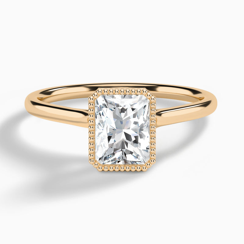 Radiant Eos Bezel Lab Diamond Engagement Ring In 14K Rose Gold - Lucenjuri