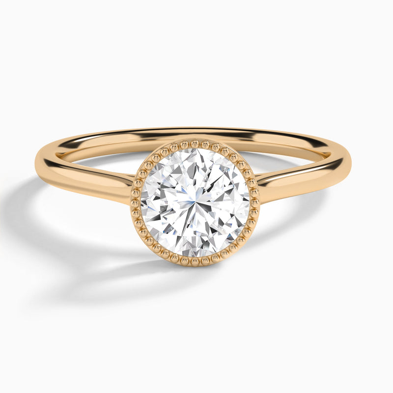 Round Eos Bezel Lab Diamond Engagement Ring In 14K Rose Gold - Lucenjuri