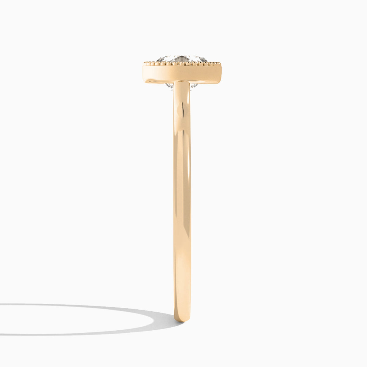 Round Eos Bezel Lab Diamond Engagement Ring In 14K Rose Gold, Side View