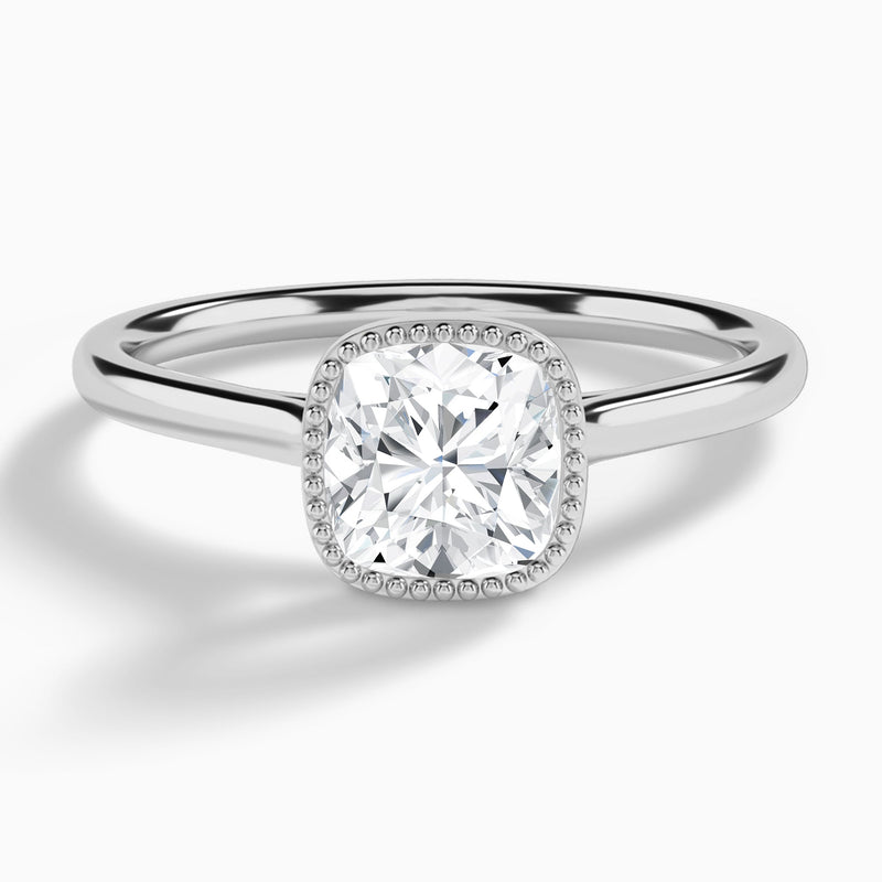 Cushion Eos Bezel Lab Diamond Engagement Ring In 18K White Gold - Lucenjuri