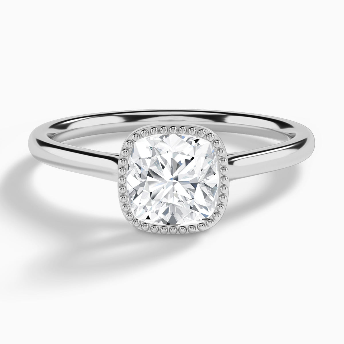 Cushion Eos Bezel Lab Diamond Engagement Ring In 18K White Gold - Lucenjuri