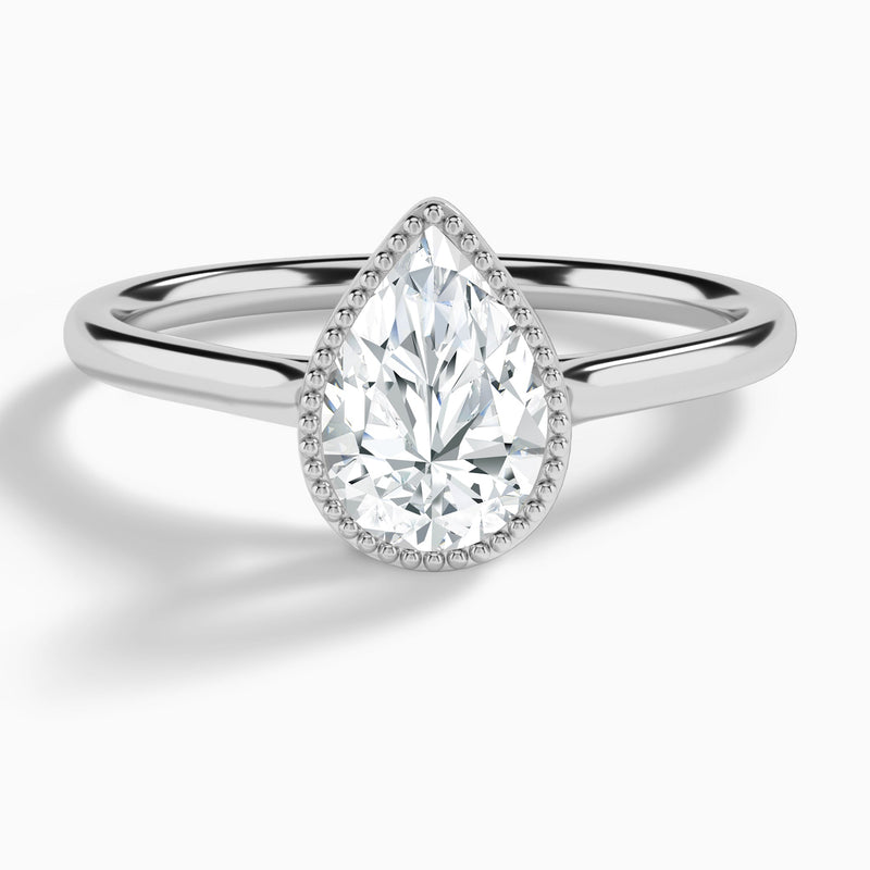 Pear Eos Bezel Lab Diamond Engagement Ring In 18K White Gold - Lucenjuri
