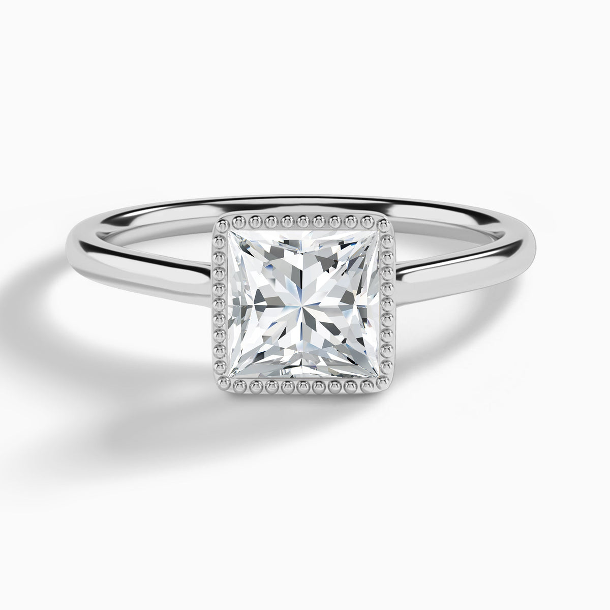 Princess Eos Bezel Lab Diamond Engagement Ring In 14K White Gold - Lucenjuri