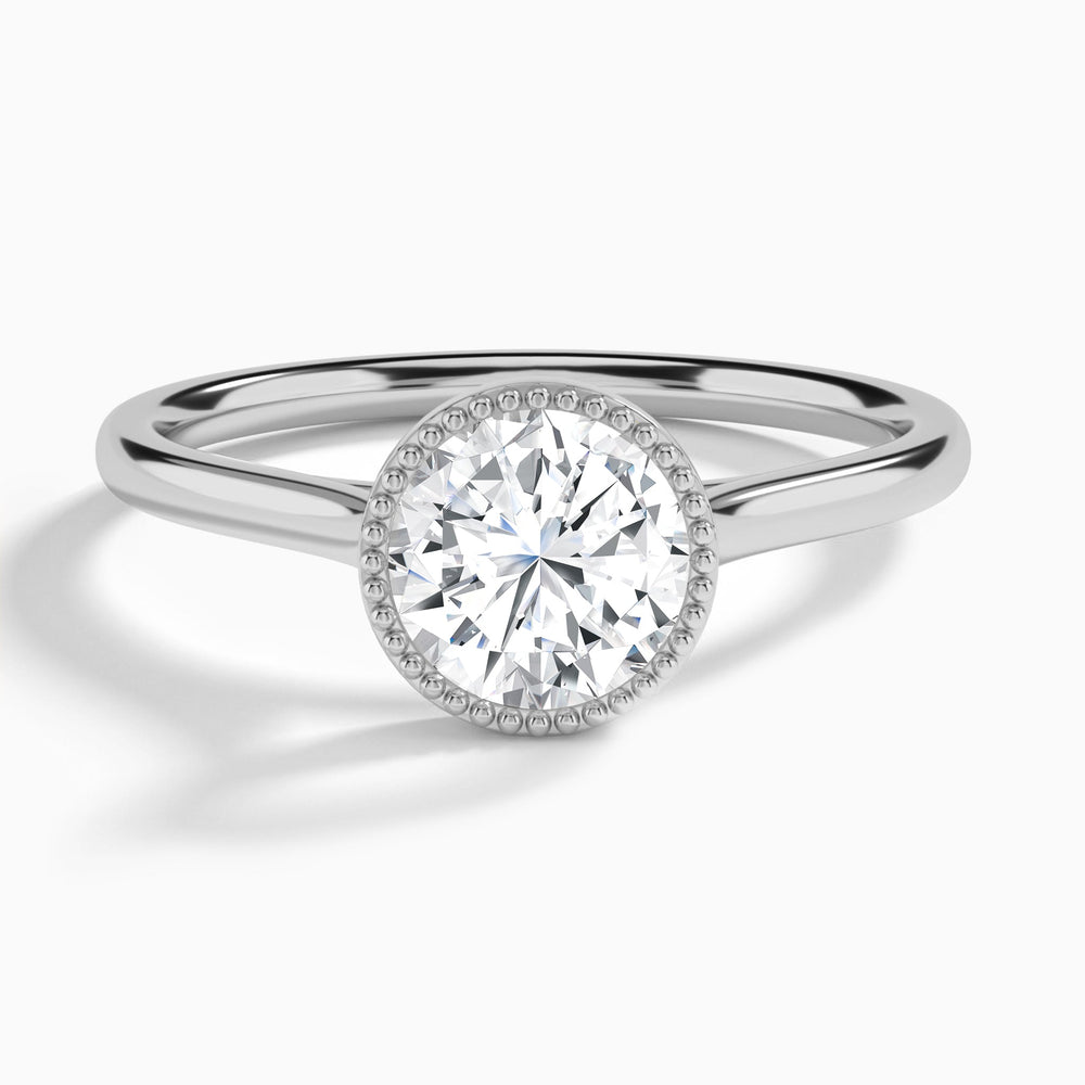 Round Eos Bezel Lab Diamond Engagement Ring In 14K White Gold - Lucenjuri