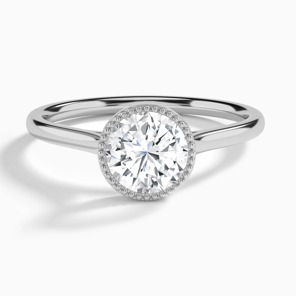 Round Eos Bezel Lab Diamond Engagement Ring In 18K White Gold - Lucenjuri