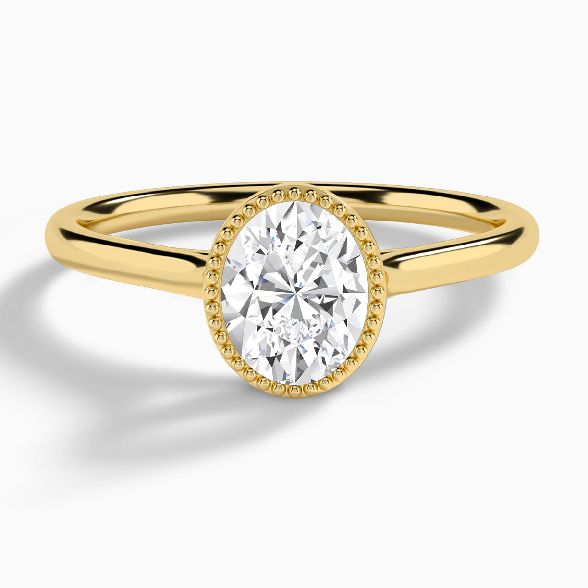 Oval Eos Bezel Lab Diamond Engagement Ring In 18K Yellow Gold - Lucenjuri